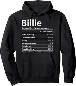 BILLIE Nutrition Funny Birthday Personalized Name Gift Idea Pullover Hoodie