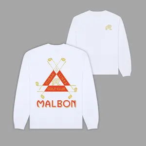 Malbon Golf Cuban Links Crossed Clubs Gold Golf Sweatshirt - Classic Country Club Streetwear