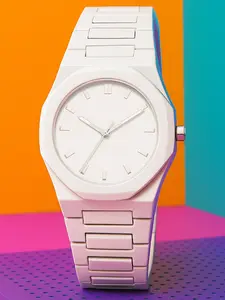 White Rubber Metal Butterfly Clasp Quartz Watch Pure White