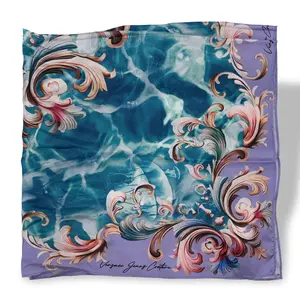 Versace Jeans Couture Aqua Pool Baroque Print Silk-Feel Scarf One Size Lightweight & Versatile for Neck Hair or Bag