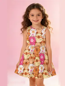 2026 Summer Cute Hamster Print Dress For Girls, Sleeveless Sundress, Baby Beach Mini Casual Dress That Goes Past The Knees