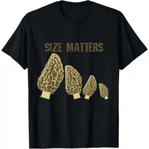 Casual Round Neck Shortsleeve Fashion Cotton Graphic Tees Streetwear Size Matters Morel Mushroom T-Shirt
