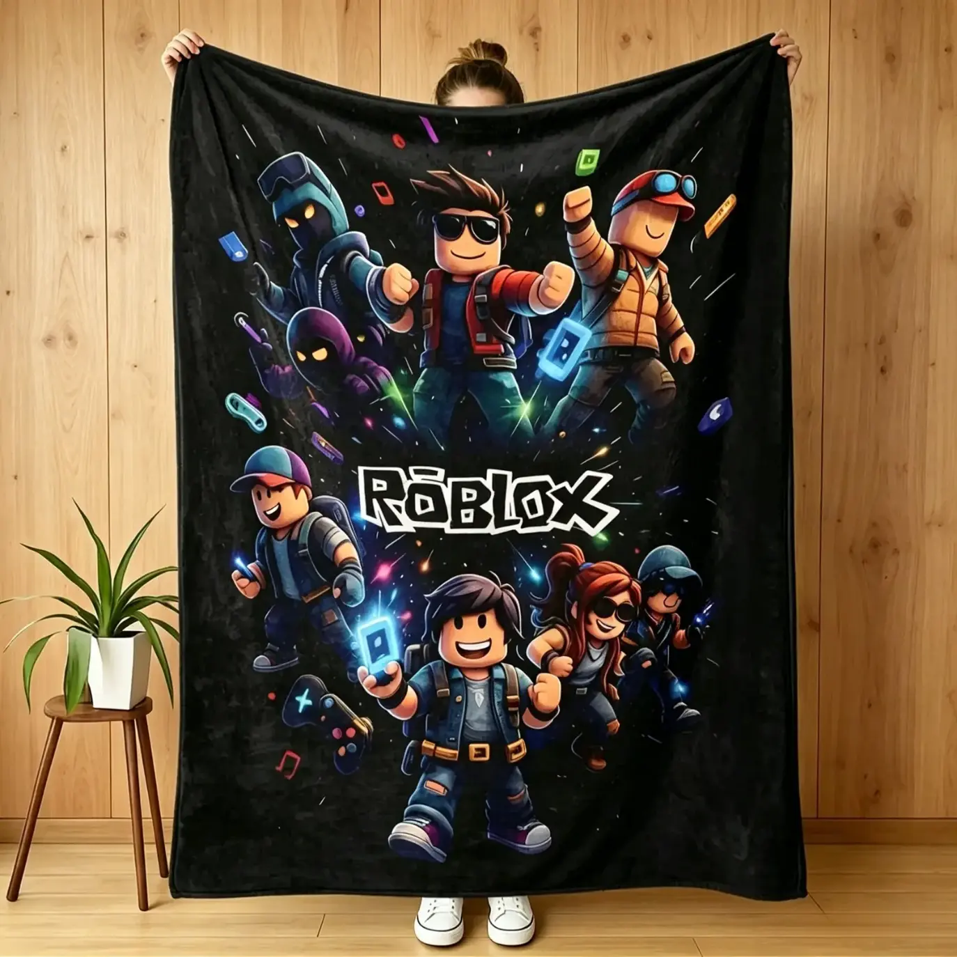 Roblox Adventure Character Throw Blanket, Soft Cozy Plush Bed Blanket for Gaming Room, Couch Sofa and Bedroom Decor, Lightweight Warm Gift for Kids, Teens, Boys, Girls and Roblox Fans