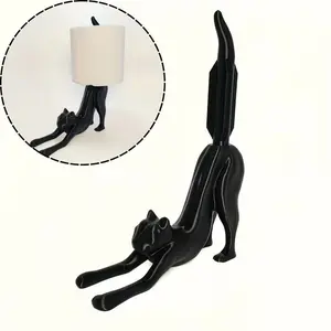 3D Printed Black Cat Toilet Paper Holder, Stable Base Bathroom Decor & Paper Towel Holder
