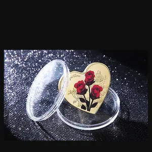 Heart Rose Commemorative Coin 520 Valentine's Day Gift, Love Gifts, Romantic Gifts, Dating Souvenir, Anniversary Box, Silver Color Coins, Alternative Valentine's Collection