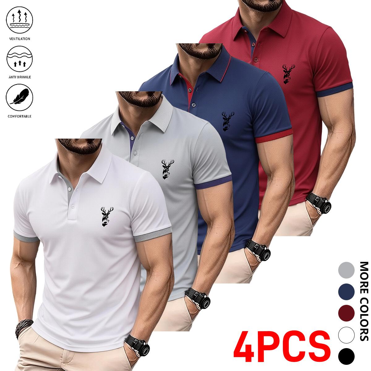 Set of 4 men’s gifts: durable, comfortable, stylish tops for sports enthusiasts | Comfortable all seasons | Suitable for business casual and office wear—men’s choice: men’s shirts | Men’s short-sleeve polo shirts,back to school,back to school shopping