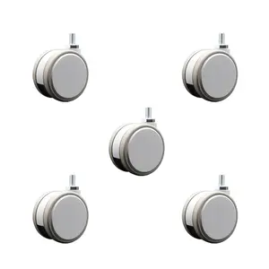 Service Caster SCC-TS02S75-TPR-GRY-381634-MRI-5 3 in. MRI Safe Swivel Casters Quiet Non-Marking Gray Thermoplastic Rubber Twin Wheels 0.38 in. 16 TPI x 0.75 in. Threaded Stems - Set of 5