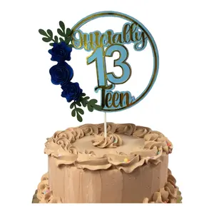 Creativity Shimmers Officially 13, 13th Birthday, Anniversary Cake Topper Multilayered, Multicolor, Reusable, Handmade, Sturdy, Safe