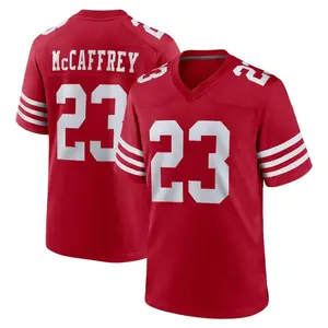 San Francisco McCaffrey 23 Scarlet/White Football Player Game Jerseys Sports Stitched T-shirts Top for Men Women Youth Boys Girls Comfortable & Stylish