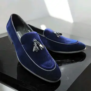 Tassle patent Loafers in Navy velvet Footwear Shoe Walking Shoes Slipon Comfort Flat