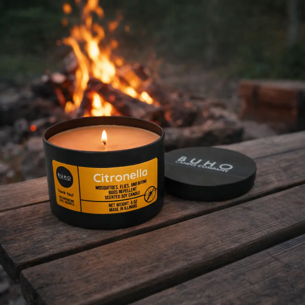 Citronella | Lemon Grass and Citronella Scented Candle for Outdoors. Repels Mosquitoes and Flying bugs. Hand- Poured with Natural Soy wax.