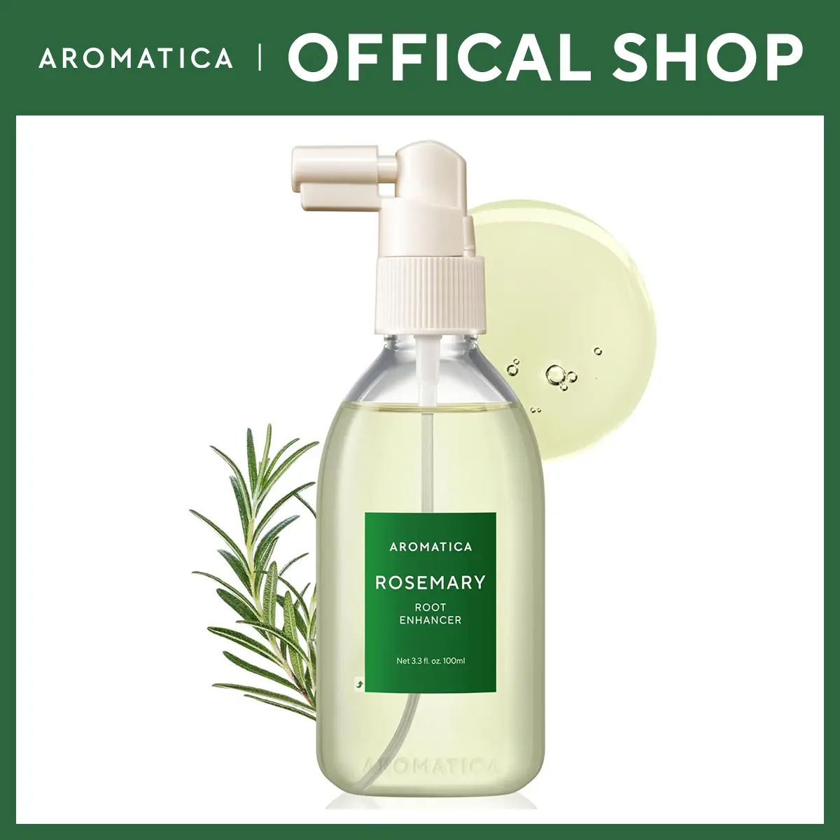 AROMATICA Root Enhancer Rosemary water spray for hair growth - with rosemary oil & caffeine & biotin - Korean hair care for hair thinning & hair loss - free from silicone, paraben and sulfate