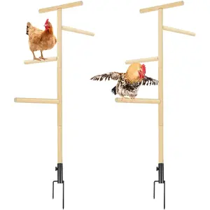 DoubleFill 2 Pcs Extra Large Chicken Perch Toys Wooden Chick Perch Stand with Strong Roosting Bar Chicken Enrichment Toys for Coop Brooder Large Bird Easy to Assemble Comes with Installation Video