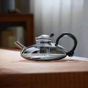 Elegant High-Borosilicate Glass Teapot with Whimsical Mouse Design - Durable Glass, Ideal for Tea Lovers, Gift for Valentine's Day, Christmas, Halloween, Thanksgiving, Father's Day Teacup Ash-Grey