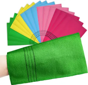 15 Pcs Korean Exfoliating Mitt, 9*5.5 in Gentle Exfoliating Korean Scrub Mitt, Large Korean Washcloth Exfoliating, Colorful Korean Body Scrubber for Cleaning Skin, Reducing Dirt and Grease