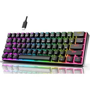 61 Wired 60% Mechanical Gaming Keyboard Programmable QMK/VIA RGB Backlit 61  Ultra-Compact Hot Swappable Red  Black