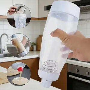 10-Second Shake Mix Pancake Bottle | Precision Pour Nozzle for Perfect Breakfast No-Mess Pancake Batter Dispenser | Built-in Mixer Ball for Clump-Free Batter Kitchen Smooth