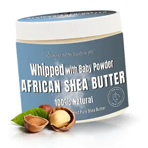 Whipped Shea Butter - Baby Powder | 100% Pure Natural Body Butter for Men Women - Handcrafted Moisturizer with Vitamins for Radiant Skin Luscious Hair Body Care Moisture Organic Smooth Daily Lightweight Sensitive Cosmetic Hydrating Moisturizing