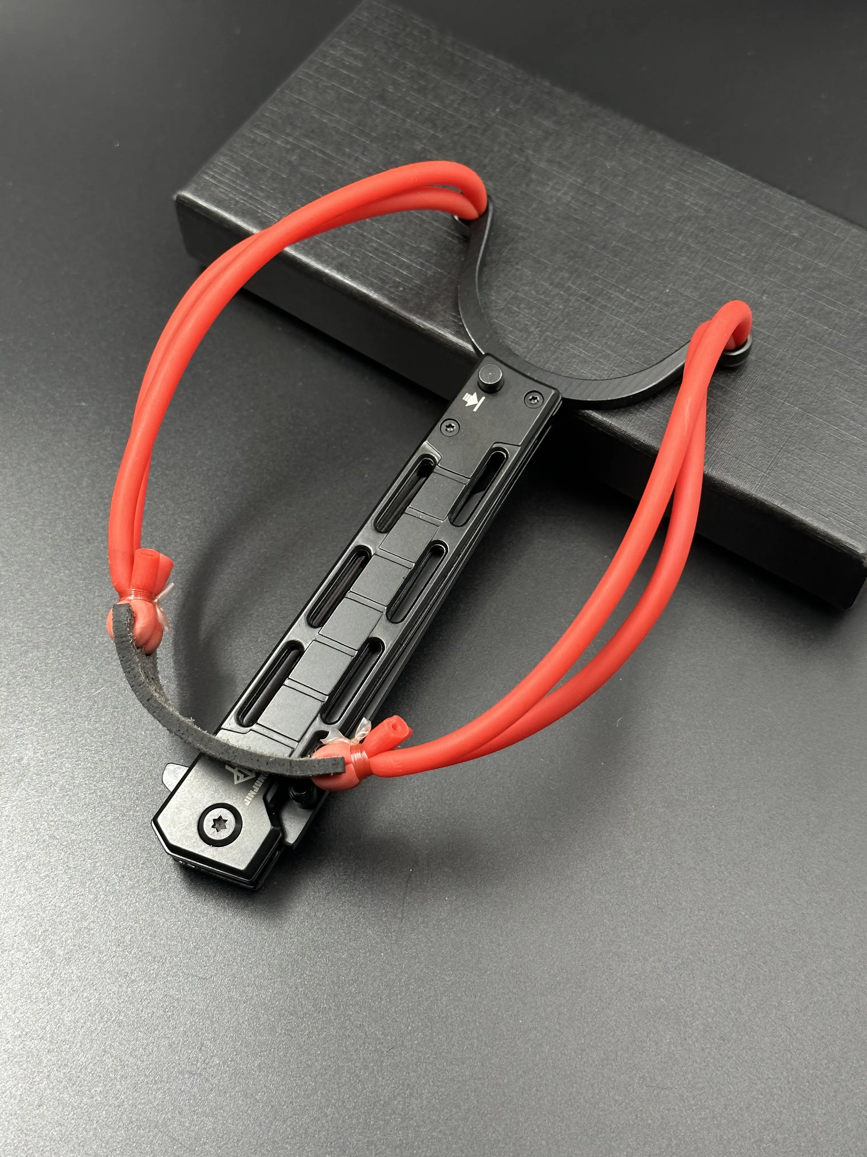 EDC Multi-Tool Combo: Durable Black SlingShot & Pocket Folding Cutter for Daily Carry & Survival
