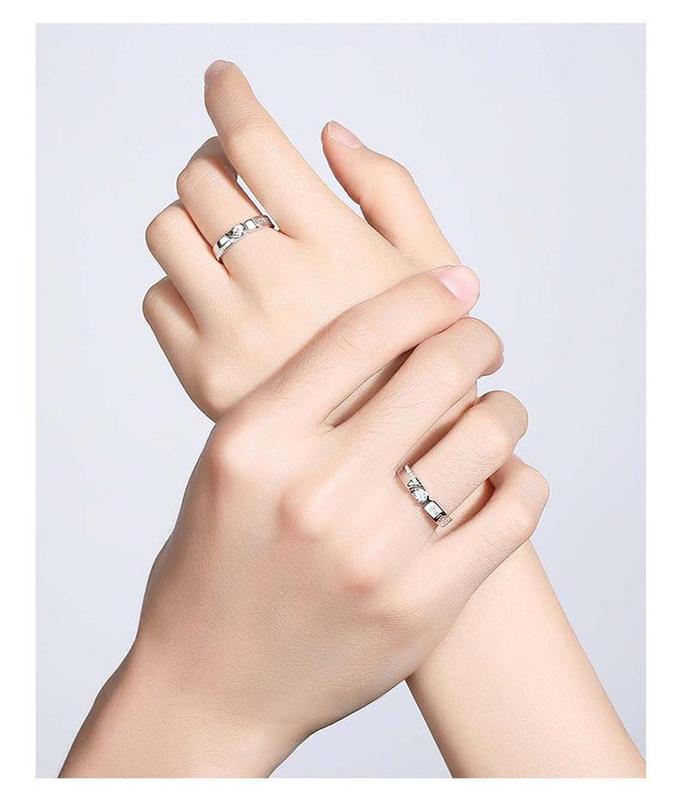 Eternal Love Couple's Ring Set High-Quality Copper Open Design for Long-Distance Relationships Stylish Versatile Commemorative Gift with Heart Accents