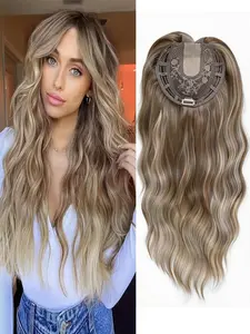 22 Inch Wavy Hair Topper with Bangs | Premium Kanekalon Hair | Natural Soft Feel | Conceal Thinning Hair & Add Volume | Easy Clip-In Design for All-Day Wear & Confidence