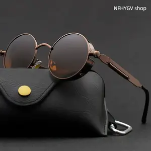 Fashion Eyewear, Steampunk Round Metal Sunglasses, Vintage Classic Look, UV400 Defense, Well-crafted Frames, Versatile Designer Glasses for Men and Women
