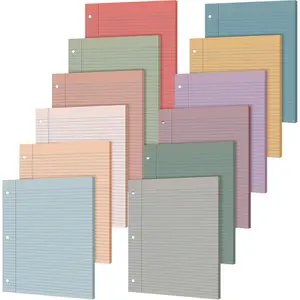 600 Sheets Colored Loose Leaf Paper 8.5" x 11" college ruled Lined 3 Hole Punched notebook Filler Paper for 3 Ring Binders Office School Supplies (Retro Color)
