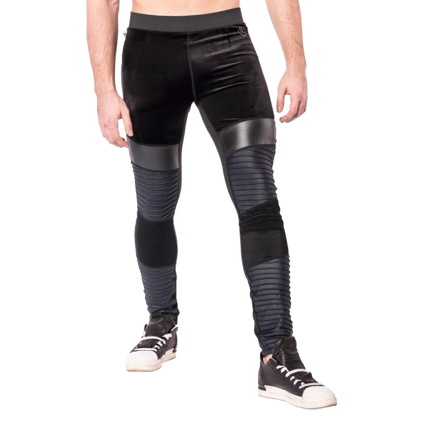 Kapow Meggings Sabre Black Men’s Supreme Leggings | Streetwear & Performance Activewear with Phone & Zip Pockets Compression Yoga Pants Skinny Sportswear