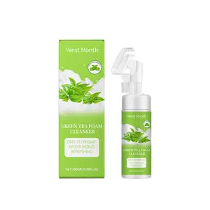 West&Month Green Tea Foam Cleanser Gently Cleanses Facial Skin, Delicate Pores, Refreshing And Moisturizing Lemon Skincare
