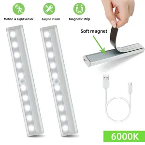Rechargeable sensor indoor light, LED smart human body sensor cabinet light strip, USB rechargeable wireless sensor wardrobe light, kitchen light, wireless under-counter light, suitable for kitchens and staircases.