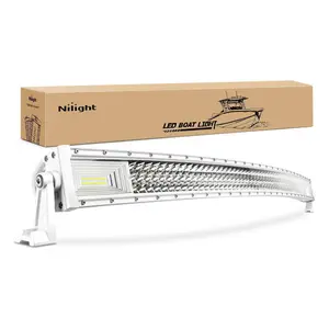 Nilight 52" Curved Marine Grade LED Light Bar - White Navigation Lighting, Spot & Flood Combo - Vehicle Lights for Boats, Outdoor Lighting for Boat Deck, Dock Use, T-Top & Stern Fixtures Boating