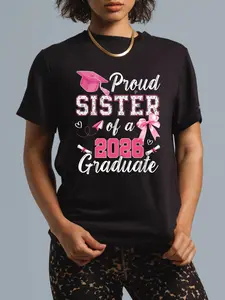100% Cotton Unisex Graduation Family Senior Proud Sister Of A 2026 Graduate T-Shirt