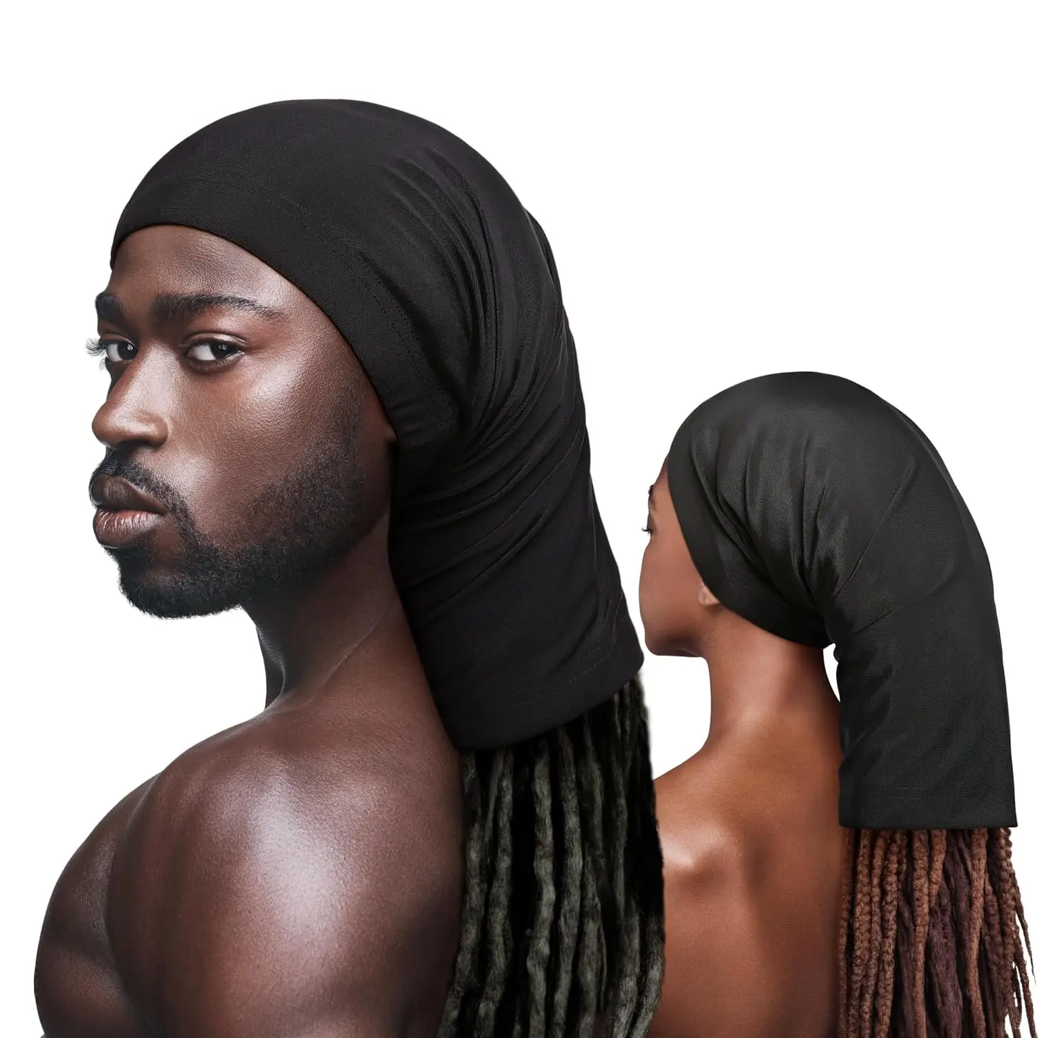 2 Pcs Jumbo Dreadlock Cap Wide Elastic Long Hair Dreads Head Wrap Loc Wraps Sleeping Cover Bonnet Hair Accessories for Unisex Men Women Stocking Sleep