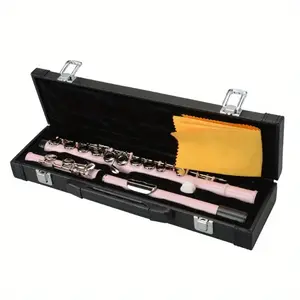 AUTOFOREVER Cupronickel C16 Closed Holes Concert Flute for Beginners, Pink Polished Finish, Durable Easy-Clean Design, Includes Cleaning Tools & Case, Ideal for Music Amateurs