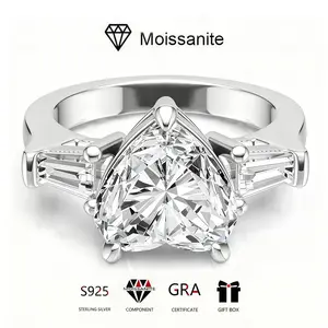 S925 Silver 3 Carat Moissanite Women's Ring Luxury High-End Feel Proposal Engagement Ring Women's Fashion Versatile Ring