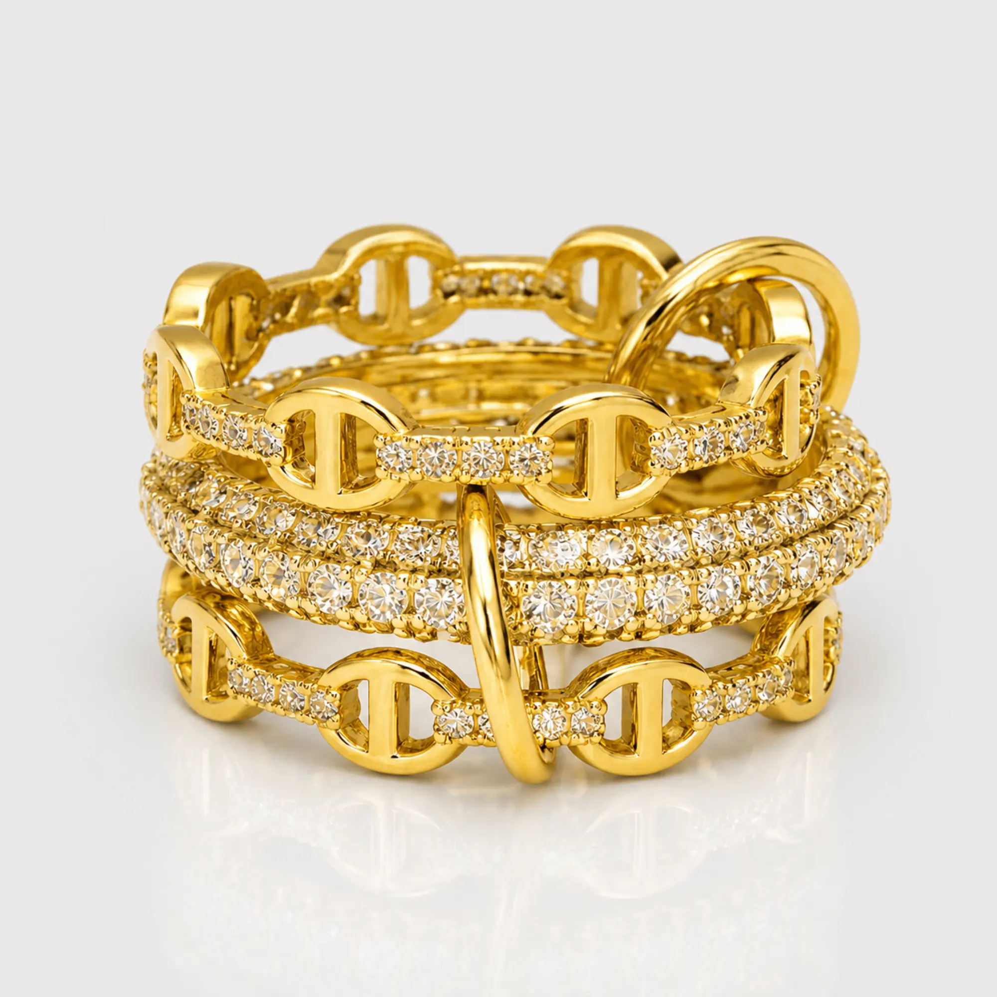 EVRY JEWELS Gold or Silver Plated Women's Hypoallergenic Dolce Iconic Stacked Ring