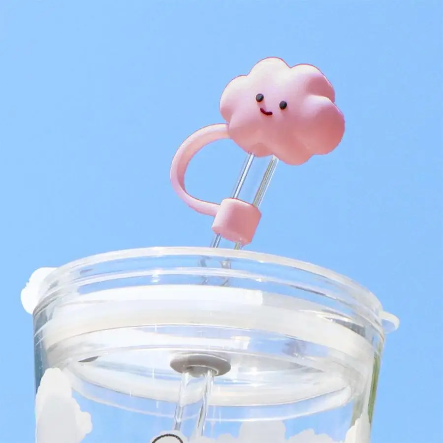 Cloud Shaped Mugs Straw Cover, 1 Count Cute Silicone Reusable Cup Straw Toppers, Simple Straw Plugs, Drinkware Accessories Suitable for All Types Stra
