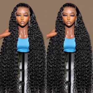 13X6 Transparent Water Curly Human Hair Lace Frontal Wig 13x4 HD Lace Front Human Hair Wig Brazilian 14 - 36 Inch Wet And Wavy Wig