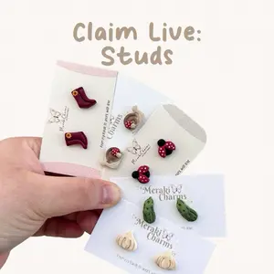 Claim Live Studs-Handmade Polymer Clay Earrings - Lightweight & Hypoallergenic - stainless steel