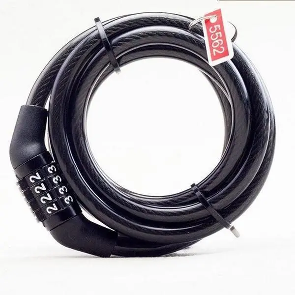 4 Digit Resettable Password Bike Lock, Keyless Flexible Roll-Up Anti-Theft Cable Lock, Portable Security Lock for Electric Bicycles, Regular Bikes and Outdoor Storage Equipment