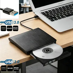 Slim External CD DVD RW Drive, USB 3.0 Burner and Player for Laptop, PC, and Mac, Compatible with Windows 11, Plug-and-Play Design for Easy Use Compact Portable