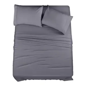 4-Piece Queen Sheet Set – Soft Breathable Microfiber Bedding with 1 Fitted Sheet, 1 Flat Sheet, 2 Pillowcases – Wrinkle-Resistant – Grey