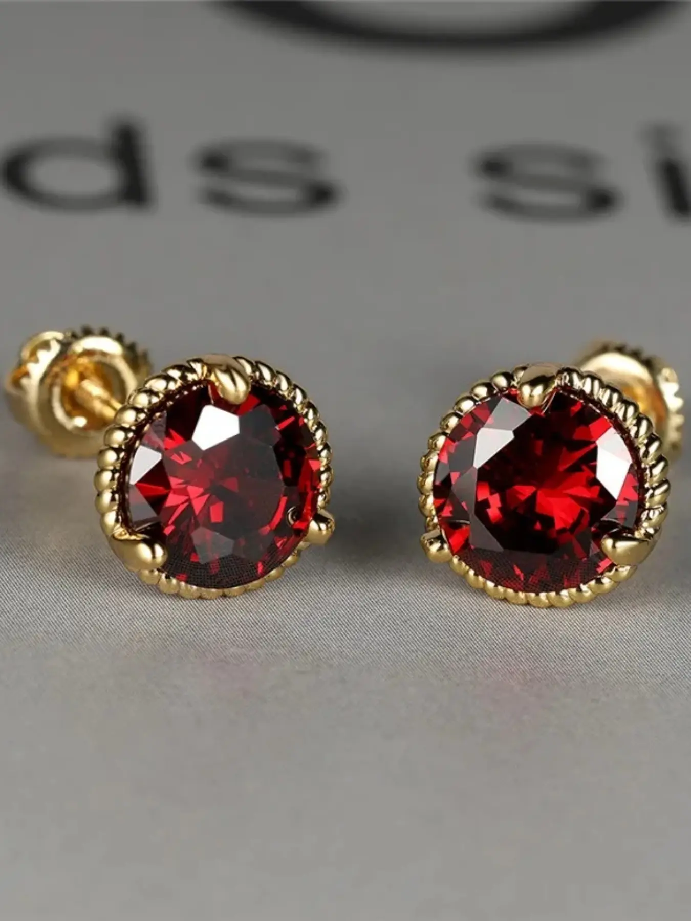 Cute Female Yelow Gold Color Multicolor Zirconia Stone Stud Earrings Green Blue Red Synthetic Crystal Wedding Jewelry For Women Thick Studs Pretty Studs High Quality Earrings Artificial Zirconia Earrings
