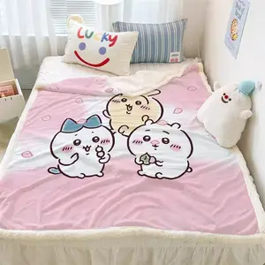 Cartoon Chiikawa Thow Blanket Lightweight Soft Flannel Blanket  Gifts For Chiikawa Loves Suitable For Sofa Beds Living Rooms Suitable For Children And Adults Birthday Gifts Holiday Party Happy Halloween Blankets