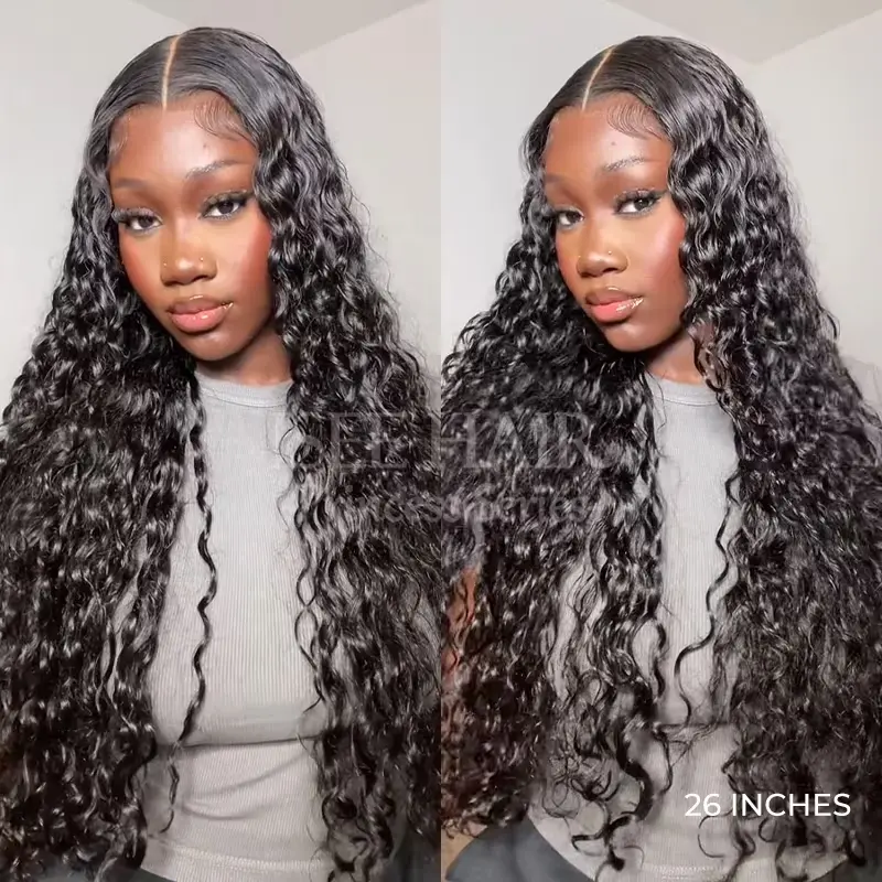 ISEE Unisex 22.5 Inches Loose Deep Middle-Length HD Human Hair Wig with HD Wig Cap, 13-4 Lace Front & 5-5 Lace Closure Styles, Beach & Bonnet-Ready (ISEE Crochet New Arrivals)