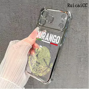 Durango's Emblem Glory Pattern Four Corner Anti-Fall Phone Case Transparent Electroplated Protective Cover for iPhone 17 Pro Max 16 Air 15 Plus 14 13 12 11 Samsung Galaxy S26 S25 S24 S23 S22 FE Plus Ultra
