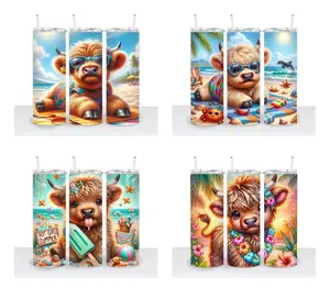 Summer Highland Cow Choice - 20oz Tumbler Reusable Plastic Straw & Lid