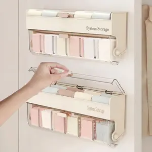 Wall-Mounted Underwear & Socks Organizer Box | Multi-Compartment Space-Saving Closet Storage Bin | Dust-Proof & Punch-Free Aesthetic Wardrobe Organizer