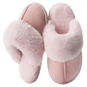 Fuzzy Slippers for Women with Memory Foam Warm Winter Faux Fur Slippers House Shoes Indoor Outdoor Gifts For Women Suede Anti-Skid