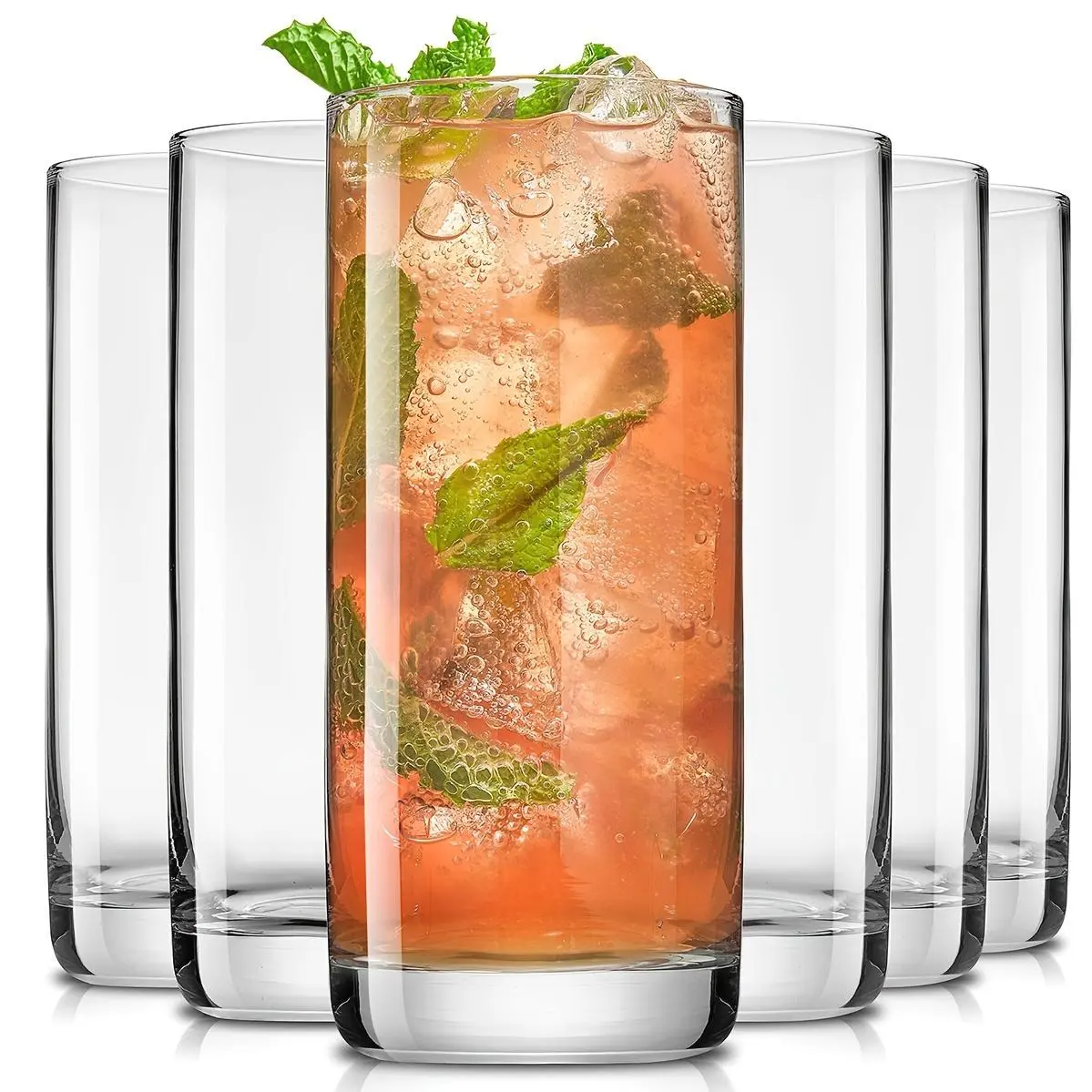 6pcs Tall Glasses, 16oz Tall Glasses Lead Free Crystal Wine Glasses. Mugs, Moo Glasses, for Daily Drinking, Office, Restaurant, Holiday Party Potluck Mugs